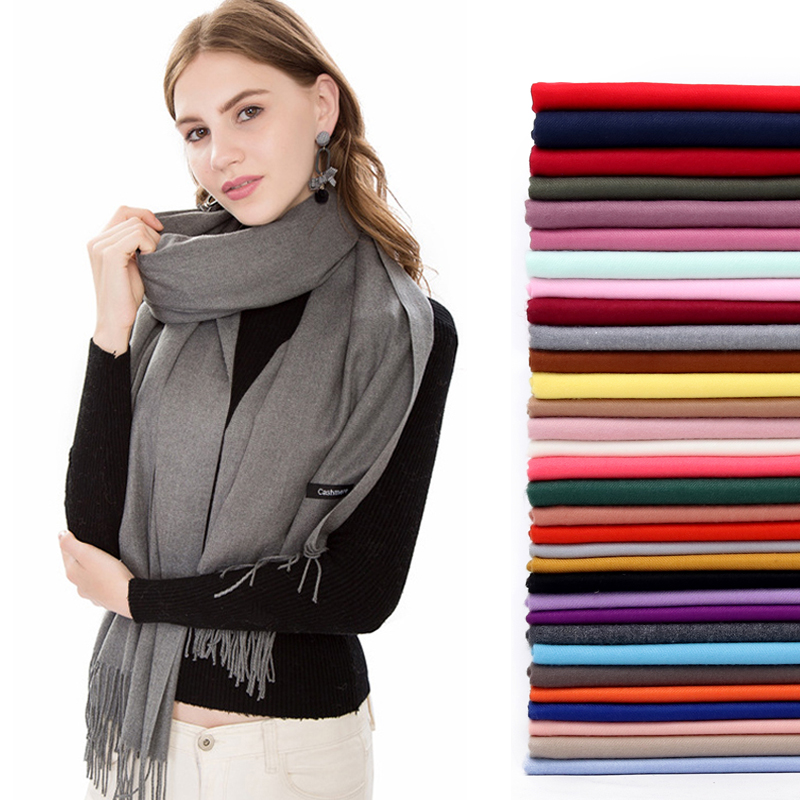 Wool Scarf Men - ผู้หญิง Pashmina ผ้าพันคอผ้าคลุมไหล่นุ่มแคชเมียร์ Headscarf Travel Office