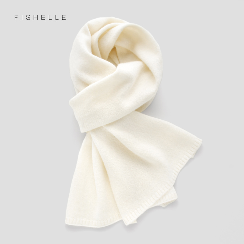 Wool Scarf Men - ผ้าพันคอขนสัตว์สีขาวสำหรับผู้หญิง ผ้าพันคอถักสำหรับฤดูหนาว ผ้าพันคอสั้นบางและอบอุ่นสำหรับผู้ใหญ่ สีพื้น