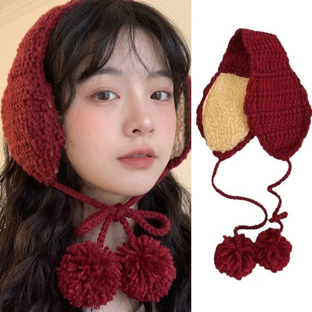 Earmuffs Foldable - ที่ปิดหูแบบผูกเชือกสำหรับฤดูหนาว กันลม ปรับได้ สไตล์ Y2K พับเก็บได้