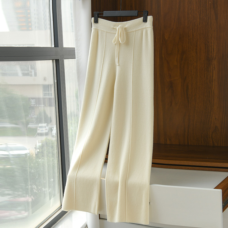 Corduroy Pant Warm - กางเกงขายาวทรงหลวม ขากว้าง สีพื้น สำหรับผู้หญิง รุ่นใหม่สไตล์เกาหลี เอวสูง