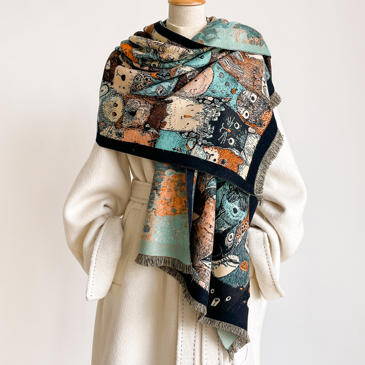ผ้าพันคอแคชเมียร์เทียมสำหรับผู - Cashmere Pashmina Wrap บทวิจารณ์และราคา