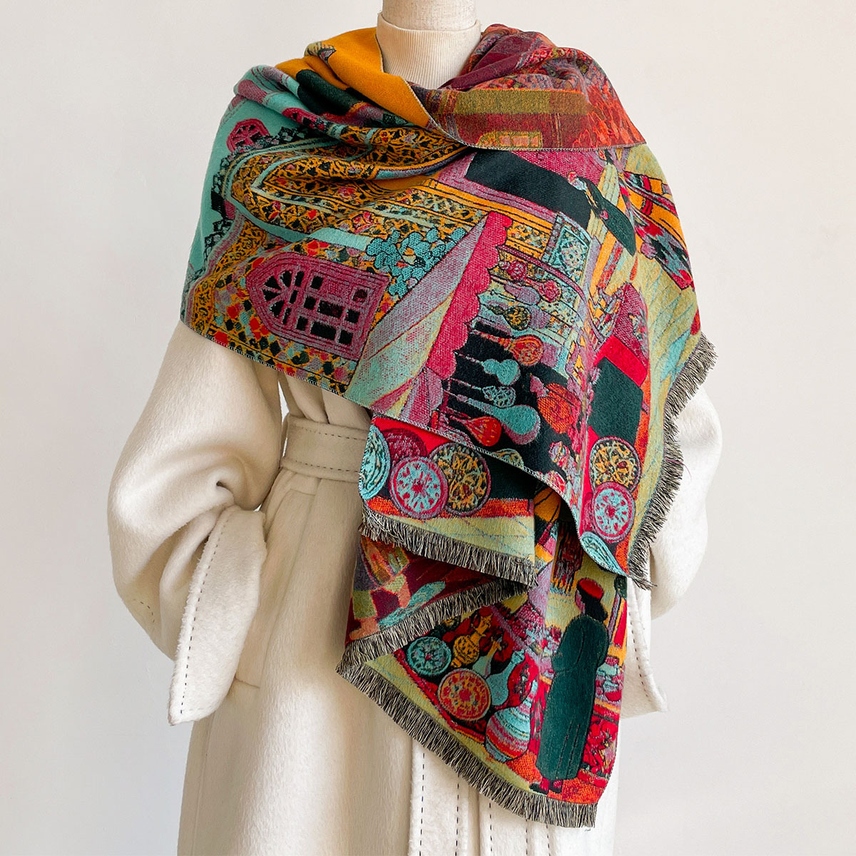 ผ้าพันคอแคชเมียร์เทียมสำหรับผู - Cashmere Pashmina Wrap บทวิจารณ์และราคา