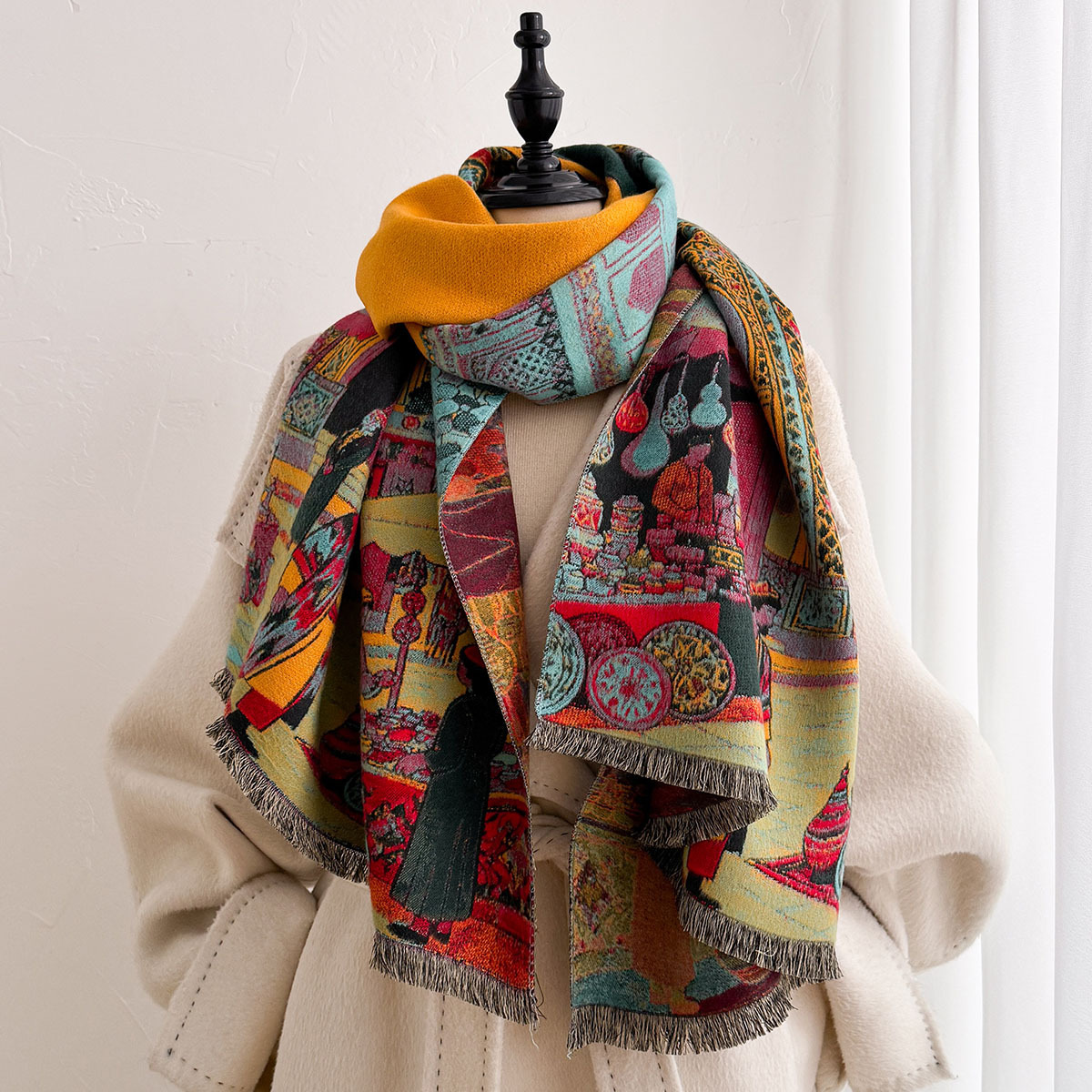 ผ้าพันคอแคชเมียร์เทียมสำหรับผู - Cashmere Pashmina Wrap บทวิจารณ์และราคา