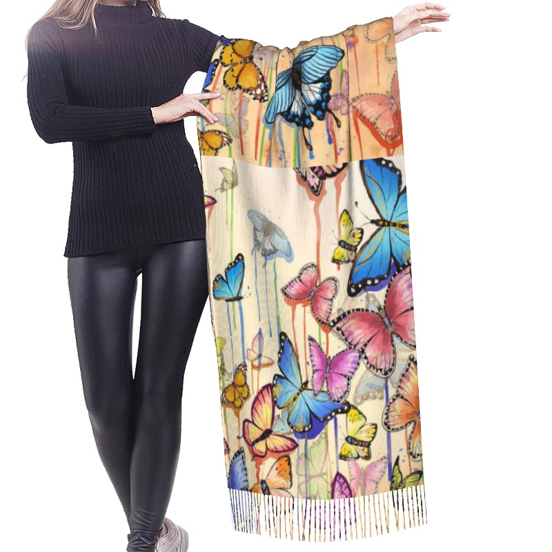 ผ้าพันคอแคชเมียร์ลายผีเสื้อสไต - Cashmere Pashmina Wrap บทวิจารณ์และราคา
