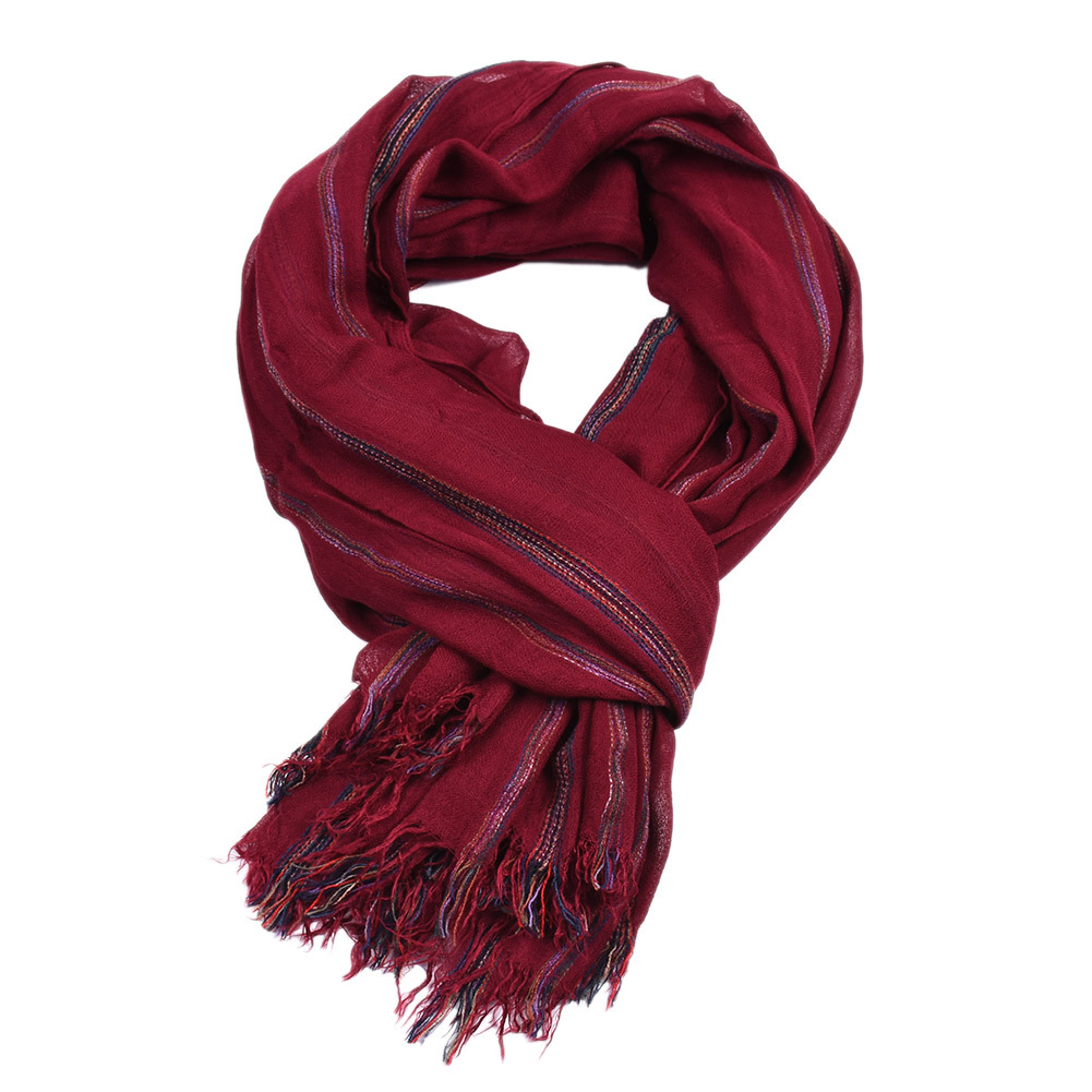 ผ้าฝ้ายลินินแฟชั่นลายผ้าพันคอผ - Wool Scarf Men บทวิจารณ์และราคา